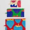 Baggu Flat Pouch Set - Electric Strawberries