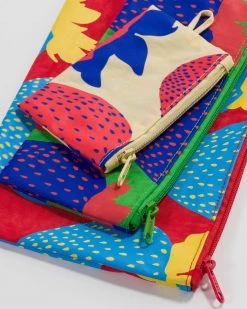 Baggu Flat Pouch Set - Electric Strawberries