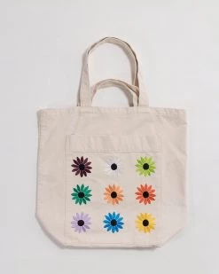 Baggu Accessories Giant Pocket Tote - Embroidered Daisy