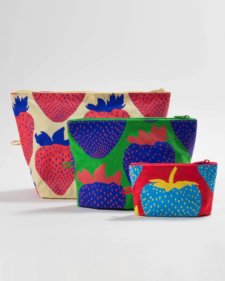 Baggu Go Pouch Set - Electric Strawberries Accessories 1 Baggu Go Pouch Set - Electric Strawberries Accessories