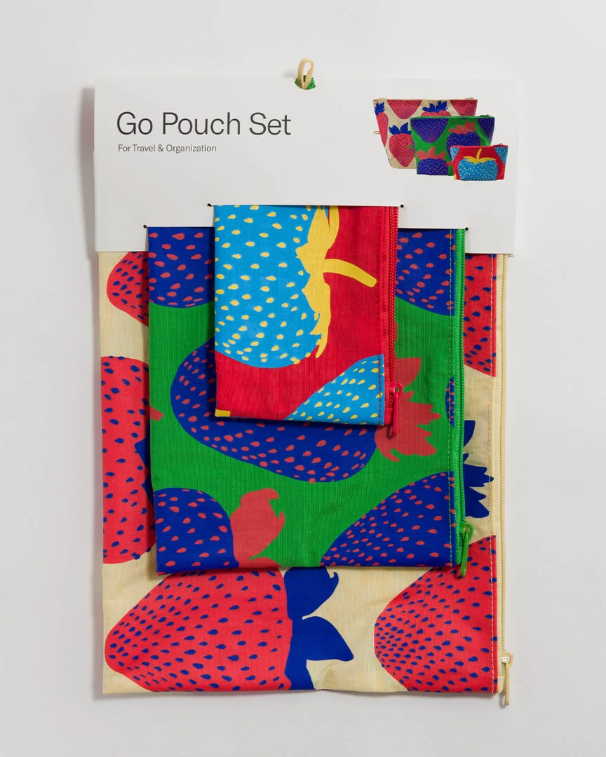 Baggu Go Pouch Set - Electric Strawberries Accessories 3 Baggu Go Pouch Set - Electric Strawberries Accessories