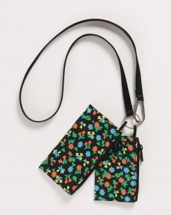 Baggu Lanyard Pouch Set - Black Calico Floral Accessories