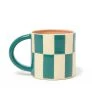 Christi Ahee Ceramics Checkered Mug - Teal/White Living