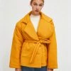 Compañía Fantástica Clothing Tie Waist Puffy Coat - Mustard