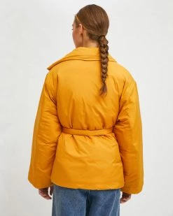 Compañía Fantástica Clothing Tie Waist Puffy Coat - Mustard