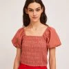 Compañía Fantástica Clothing Puffed Sleeve Shirred Top - Pink
