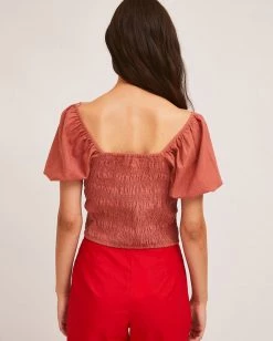 Compañía Fantástica Clothing Puffed Sleeve Shirred Top - Pink