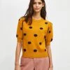 Compañía Fantástica Clothing Short Sleeve Polka Dot Sweater - Mustard
