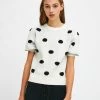 Compañía Fantástica Short Sleeve Polka Dot Sweater - Off White