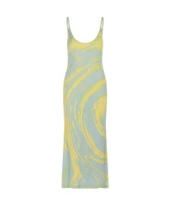 House Of Sunny Clothing Cypress Hockney Knitted Slip Dress - Cucumber