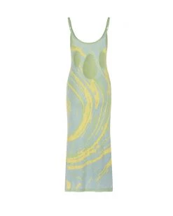 House Of Sunny Clothing Cypress Hockney Knitted Slip Dress - Cucumber