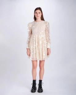En Saison Clothing Natural Sequin Babydoll Dress
