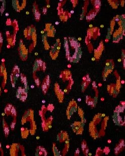 Farm Rio Black Ikat-Dyed Leopard Ball Sweater Clothing