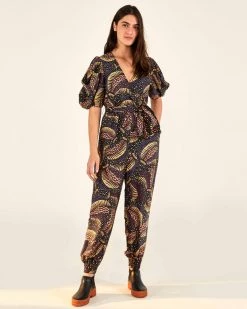 Farm Rio Clothing Black Wild Bananas Jumpsuit