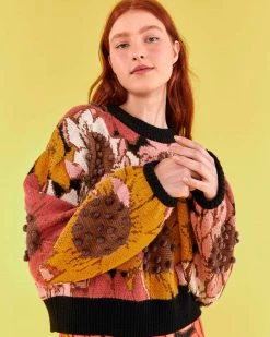 Farm Rio Colorful Sunflowers Sweater