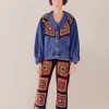 Farm Rio Crochet Embroidered Denim Jacket