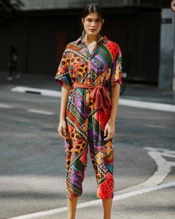 Farm Rio Dotted Patch Scarf Jumpsuit Clothing