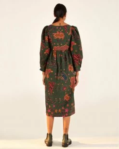 Farm Rio Green Animal Sky Midi Dress