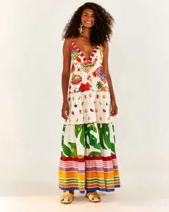 Farm Rio Mixed Picnic Maxi Dress