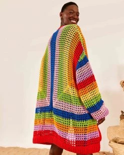 Farm Rio Multicolored Crochet Cardigan