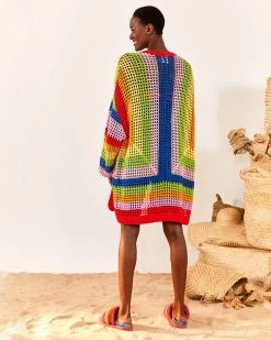 Farm Rio Multicolored Crochet Cardigan