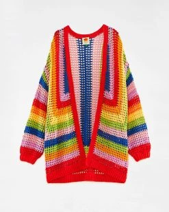 Farm Rio Multicolored Crochet Cardigan