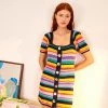 Farm Rio Rainbow Crochet Mini Dress Clothing