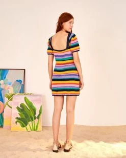 Farm Rio Rainbow Crochet Mini Dress Clothing