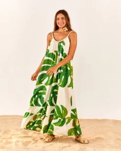 Farm Rio White Monstera Maxi Dress