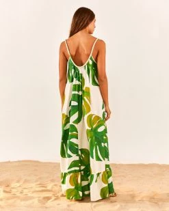 Farm Rio White Monstera Maxi Dress