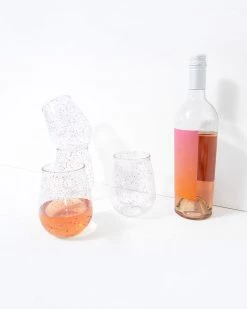 Ban.do Stemless Acrylic Wine Glass Set Of 4 - Glitter Infusion
