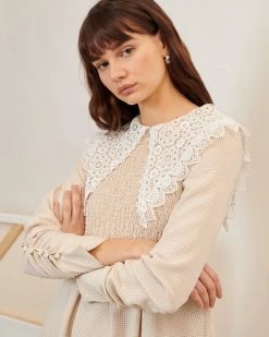 Ghospell Canvas Lace Midi Dress Clothing