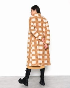 Glamorous Camel Check Coat Clothing