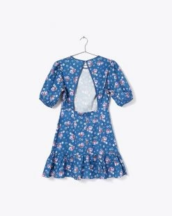 Glamorous Blue Floral Skater Dress Clothing