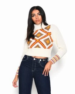 Glamorous Clothing Cream Multi Knit Sweater