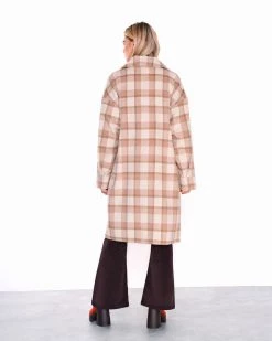 Glamorous Beige Multi Check Coat