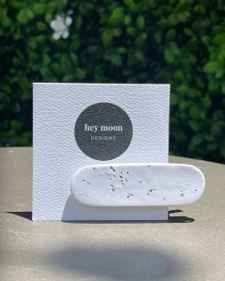 Hey Moon Designs White Speckle Hair Clip