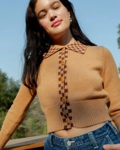 Lisa Says Gah Battenberg Cardi - Cocoa Check Clothing