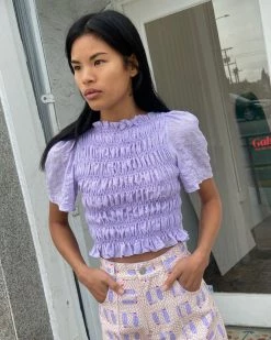 Lisa Says Gah Clothing Chiara Smocked Top - Lavender