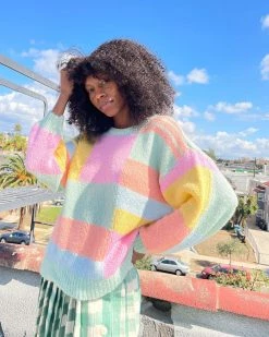 Lisa Says Gah Helen Sweater - Pastel Block Clothing
