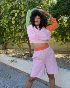 Lisa Says Gah Kelly Organic Terry Shorts - Colorblock Pink, Green & Orange Clothing