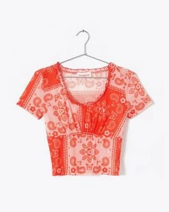 Lisa Says Gah Clothing Knit Mesh Lana Top - Bandana