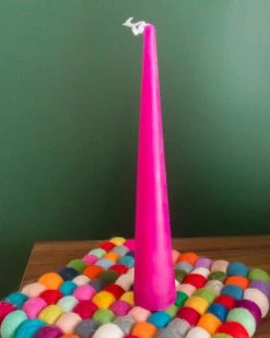 Maple + Love Wellness Tall Slim Cone Taper Candle - Fuchsia