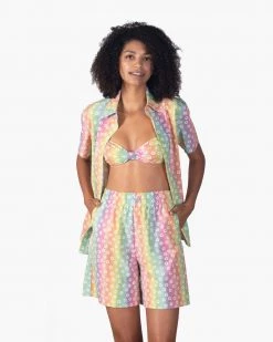 Novel Swim Clothing Drifter Top In Rainbow Blossom