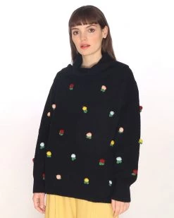 Pepa Loves Floral Patches Sweater - Black