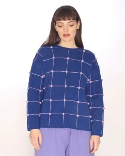 Pepa Loves Pom Pom Squares Sweater - Blue