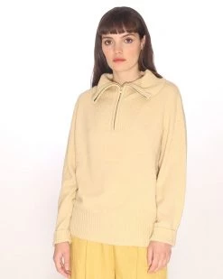 Pepa Loves Clothing Zip Neck Sweater - Cream