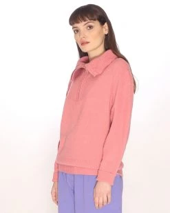 Pepa Loves Zip Neck Sweater - Pink Clothing