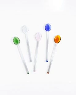 Poketo Colored Glass Tea Spoons Set NEW