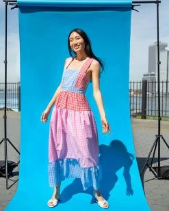 Rachel Antonoff Hannah Pinafore Maxi Dress - Multi Gingham
